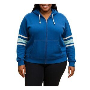 SO Size XL Full-Zip Hoodie Womens Blue Striped Sleeves Comfortable Casual Wear